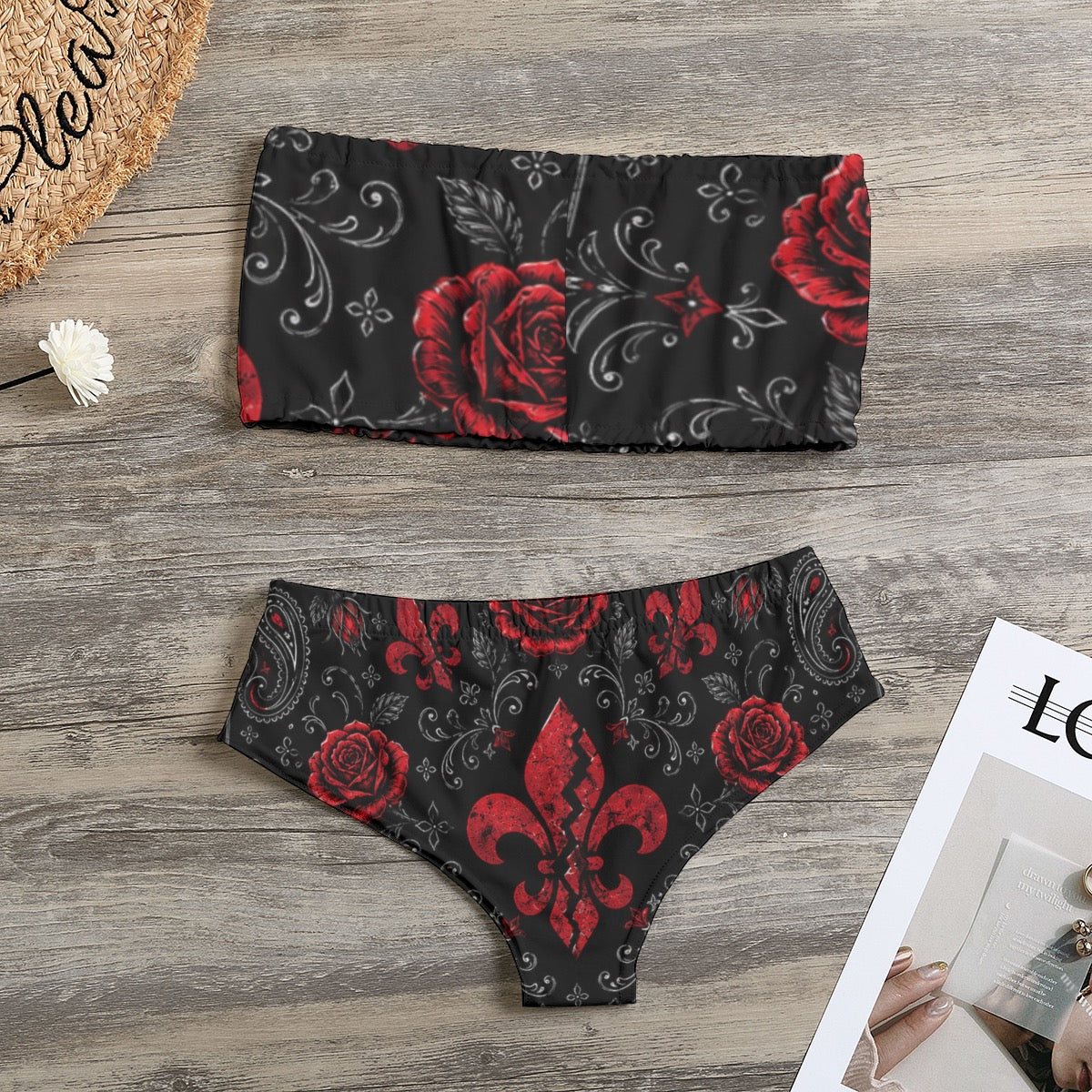 Women's Bandana Strapless Bikini (Black)