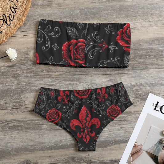 Women's Bandana Strapless Bikini (Black)