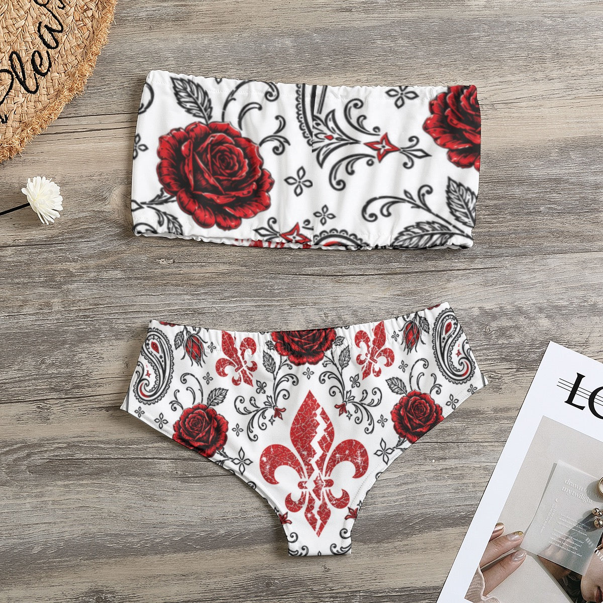 Women's Bandana Strapless Bikini (White)